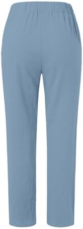 Women Linen Palazzo Lounge Pants Summer Boho Wide Leg High Waist