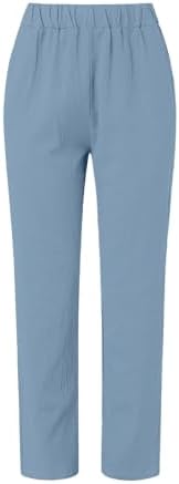 Women Linen Palazzo Lounge Pants Summer Boho Wide Leg High Waist