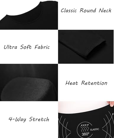 Warm Fluffy Ekouaer Plus Size Thermal Pajamas Set