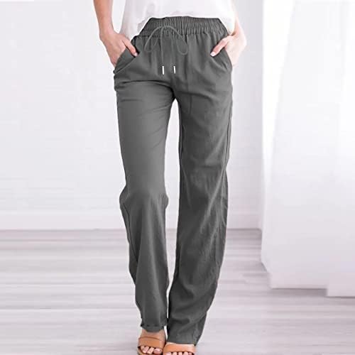 Ceboyel Womens Solid Drawstring Linen Pants