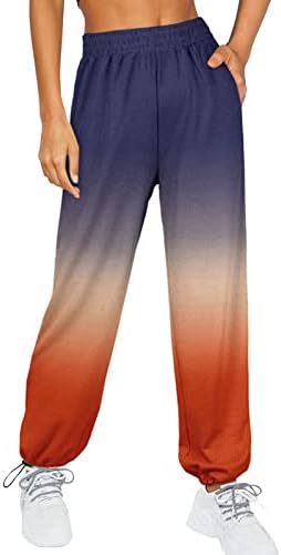 Womens Grey High Waisted Sweatpants with Pockets