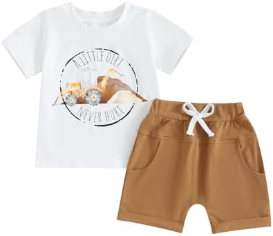 Retro Country Animal Print Casual Baby Boy T-Shirts Shorts Set