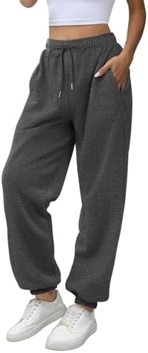 ATHMILE Womens Cozy Fleece Pocketed Sweatpants for Winter