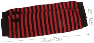 NOLITOY Women Fingerless Gloves Stripe Winter Warmers for Arms