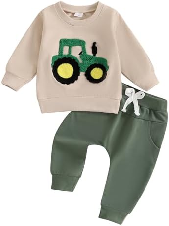 Baorji Toddler Boy Tractor Print Fall Winter Outfit 3M-24M