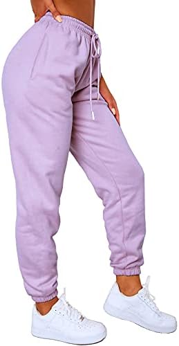 Waitfairy Womens High-Waisted Baggy Sweatpants with Pockets