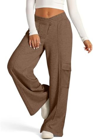High Waist Cargo sweatpants for women with multi-pockets and wide legs