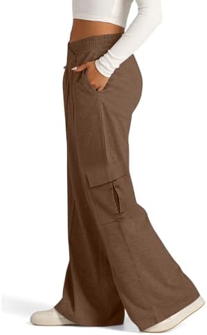 High Waist Cargo sweatpants for women with multi-pockets and wide legs