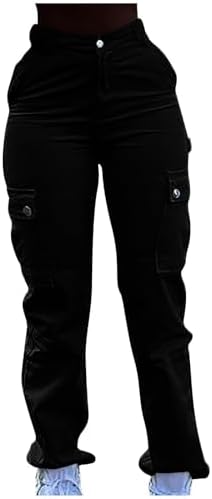 Casual Cargo Pants for Women Y2K Tees with Cargo Pockets and Drawstring