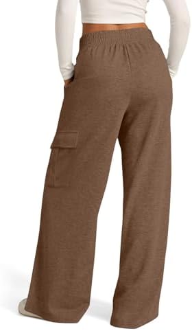 High Waist Cargo sweatpants for women with multi-pockets and wide legs