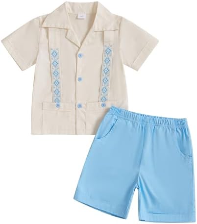 Kupretty Toddler Boy Guayabera Summer Outfit Set
