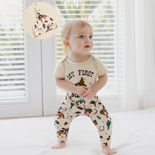 Mobbdow Newborn Baby Boy Western 3Pcs Outfit Set