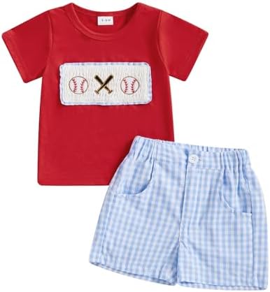2PCS Plaid Around T-Shirt and Shorts Set for Toddler Boys