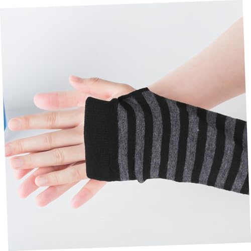 NOLITOY Women Fingerless Gloves Stripe Winter Warmers for Arms