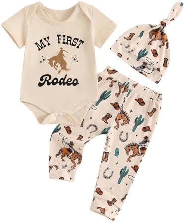 Mobbdow Newborn Baby Boy Western 3Pcs Outfit Set