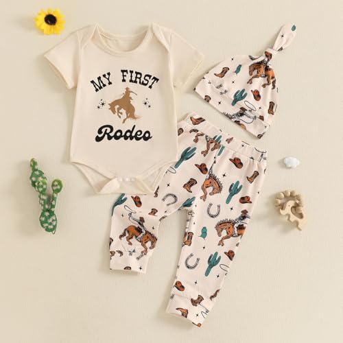 Mobbdow Newborn Baby Boy Western 3Pcs Outfit Set