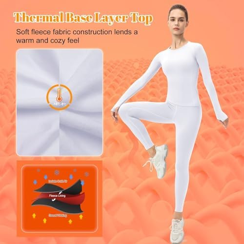 Tesuwel Women Thermal Underwear Set Cold Weather Fleece