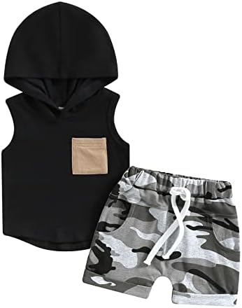 BemeyourBBs Toddler Boys Summer Outfit Set with Elastic Waist Shorts and Pocket