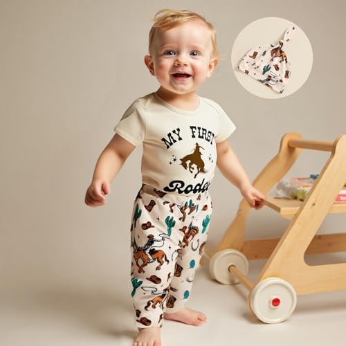 Mobbdow Newborn Baby Boy Western 3Pcs Outfit Set