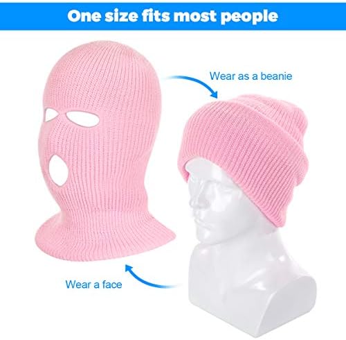 3-Hole Ski Mask Winter Balaclava Cap Knitted Face Cover for Women