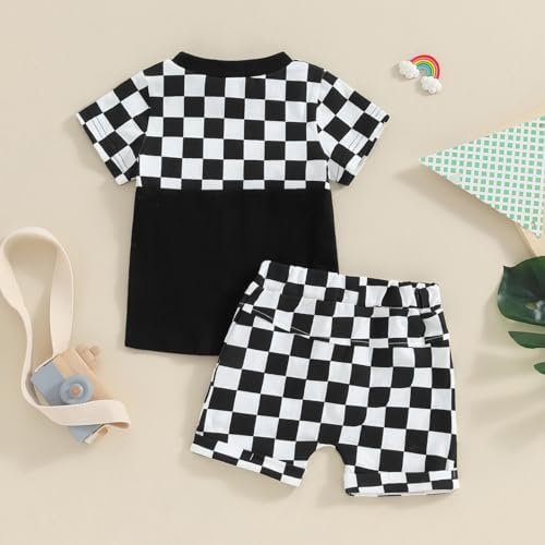 Karesoull Toddler Baby Boy Summer Clothes Set Checkered Action