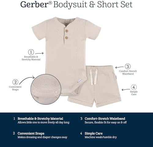 Gerber Baby Bodysuit and Shorts SetPerfect for growing tots
