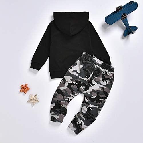 Camo Hoodie Letter Sleeve Set for Baby Boys 12-18 Months 1