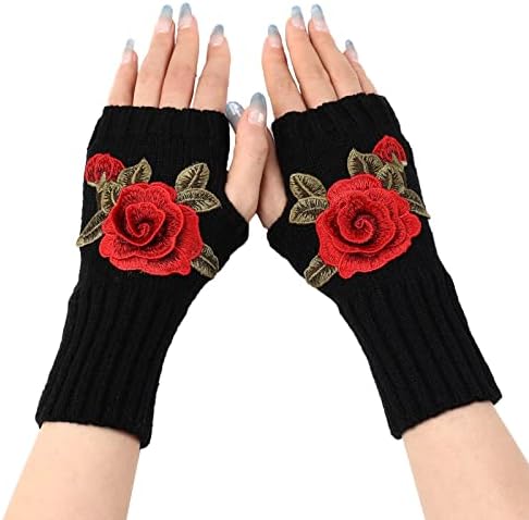 Womens Fingerless Winter Gloves Stretchy Soft Wrist Knit