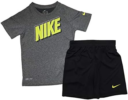 Nike Boys Dri-Fit T-Shirt Shorts Set Habanero RedGrey