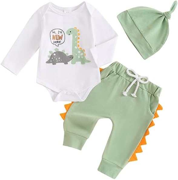Newborn Boys clothing Set Dinosaur Horn Romper Pants Hat