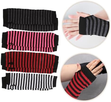 Striped Fingerless Gloves for Women
