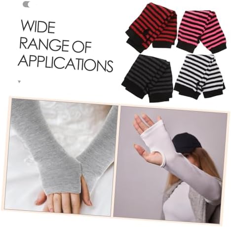 KESYOO Womens Knitted Arm Warmers - Stripe Design for Autumn Winter Closure