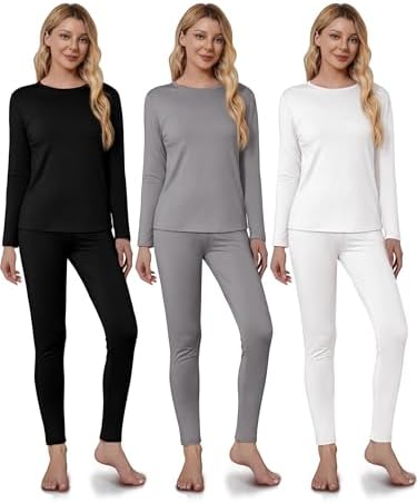 VZV 3 Set Thermal Underwear for Women Soft Fleece Liner