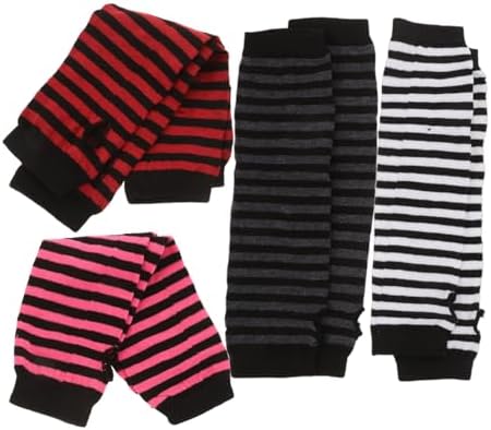 Ipetboom Women Striped Fingerless Arm Warmers Winter Cute Gloves