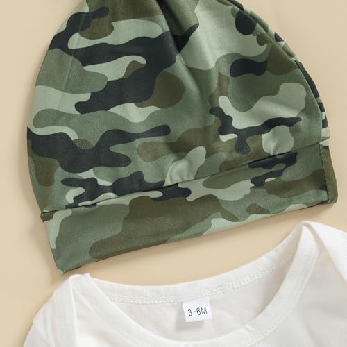 Exclusive Fitting Camouflage Baby Boy Outfit with Beanie and Hat 3-Piece Set