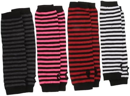 NOLITOY Women Fingerless Gloves Stripe Winter Warmers for Arms