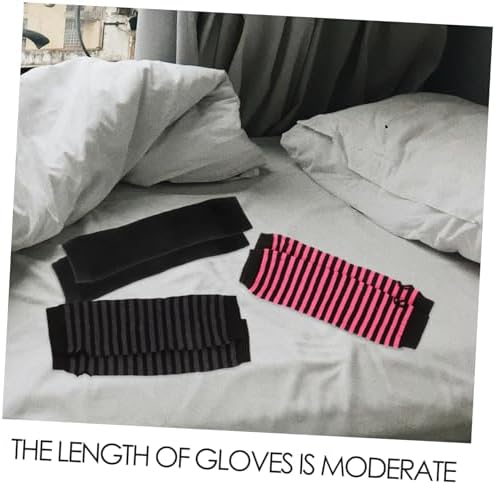 Ipetboom Women Striped Fingerless Arm Warmers Winter Cute Gloves