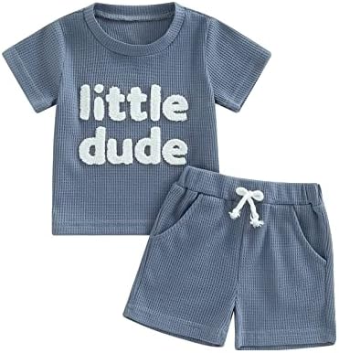 Little Dude Embroidered T-Shirt Shorts Set for Baby Boys