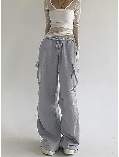 Womens High Waist Wide Leg Elastic Sweatpants