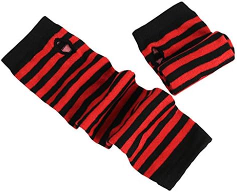 Ywmsfl Knitted Arm Warmers for Women with Stripe Pattern and Thumbholes