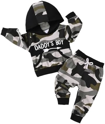 Saeaby Camo Hoodie Pants Set for Baby Boy Fall Winter Outfits