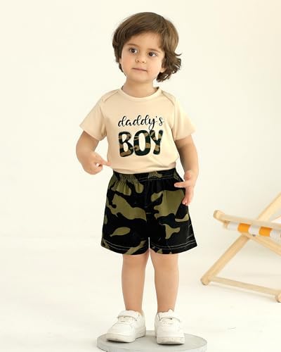 NZRVAWS Camo Alphabet Romper Set for Boys Summer Birthdays Newborn Gifting