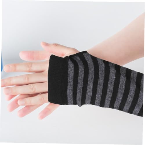 Warm Stripe Elbow Gloves Women