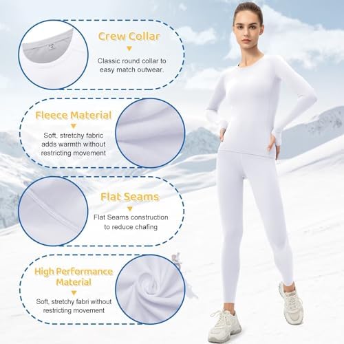 Tesuwel Women Thermal Underwear Set Cold Weather Fleece