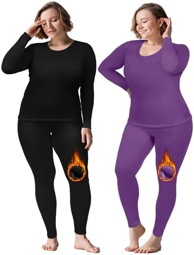 Patelai Womens Plus Size Thermal Underwear Set