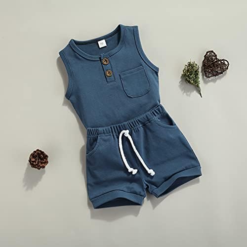 Karesoull Summer Waffle Outfits for Toddler Boys Girls 2PCS
