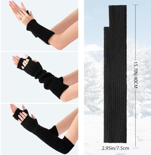 Pleneal Winter Gloves Long Fingerless Arm Warmers for Women