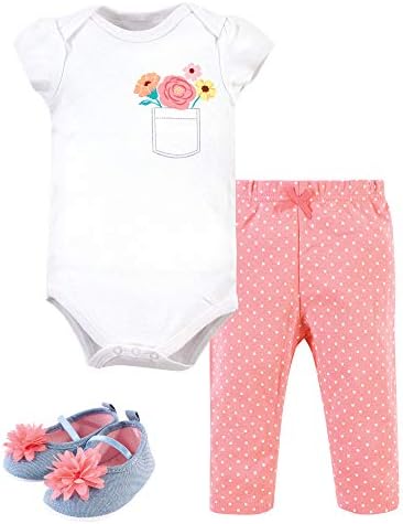 Little Treasure Unisex Baby Cotton Bodysuit Pants Shoes Set
