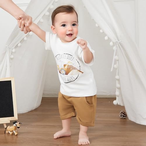 Retro Country Animal Print Casual Baby Boy T-Shirts Shorts Set