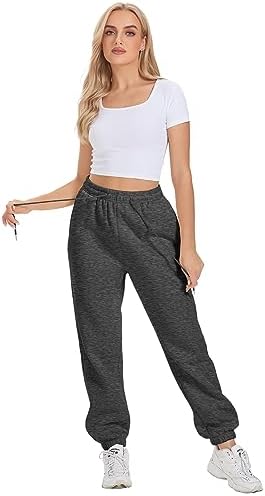 ATHMILE Womens Cozy Fleece Pocketed Sweatpants for Winter
